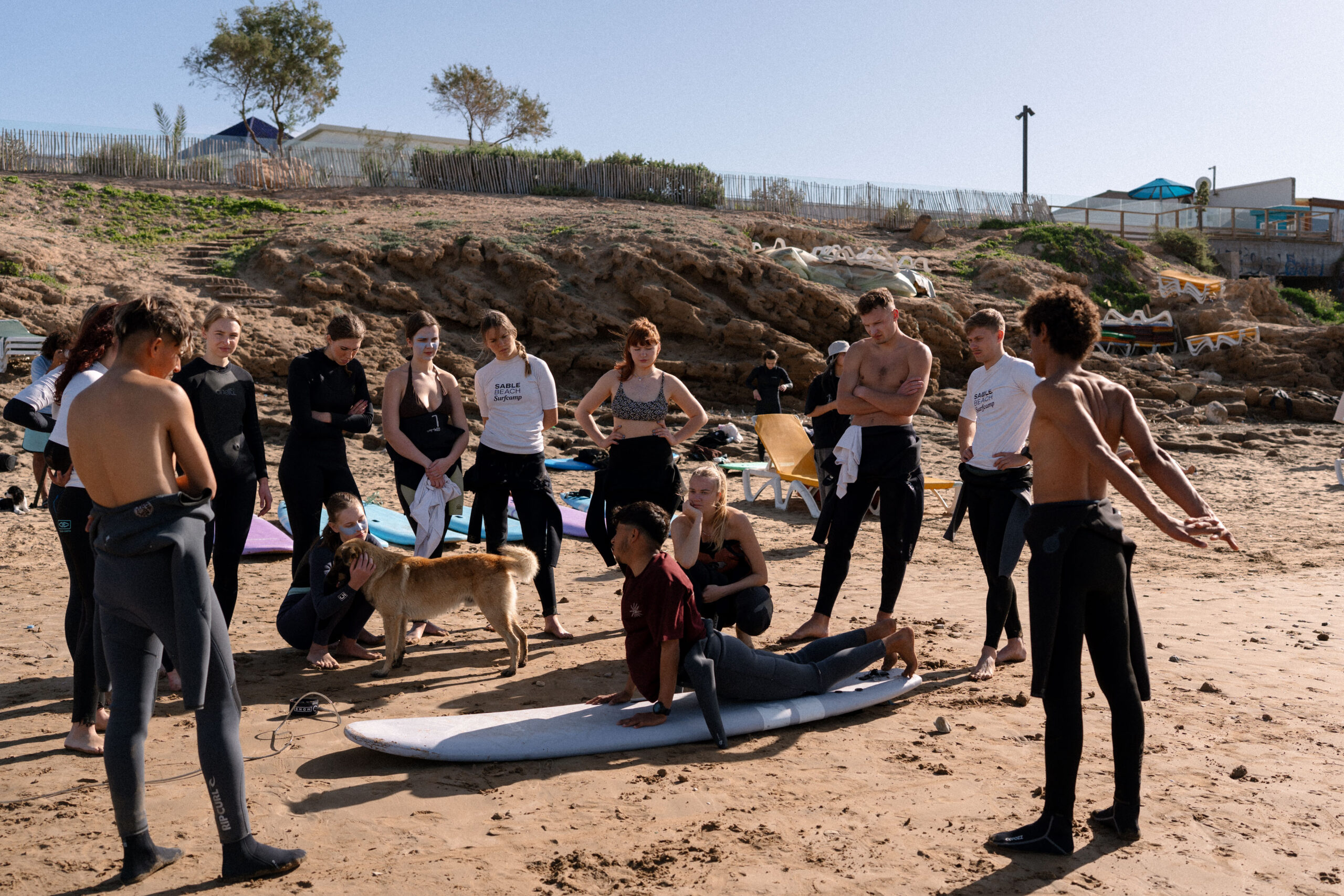 Surf students practicing during Morocco surf camp